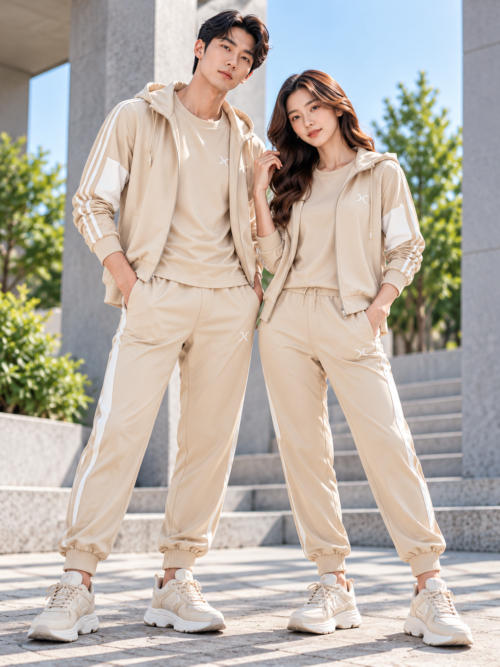 Coordinated Beige Athleisure Duo Tracksuits & Joggers