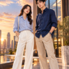 Golden Hour Plaza Editorial Casual Shirts