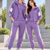 Lavender Athleisure Couple in Modern Courtyard Tracksuits & Joggers