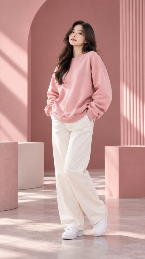 Pastel Pink Studio Lookbook Premium Sweatshirt