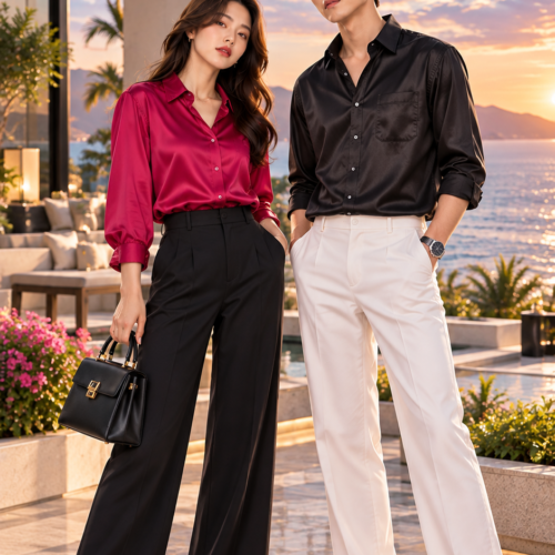 Sunset Resort Fashion Couple Casual Shirts