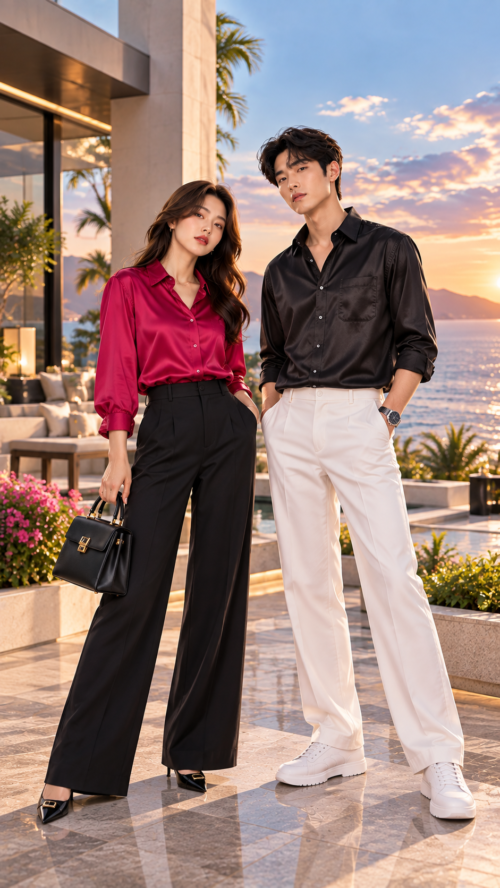 Sunset Resort Fashion Couple Casual Shirts