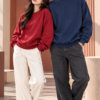Warm-Toned Studio Couple Portrait Premium Sweatshirt